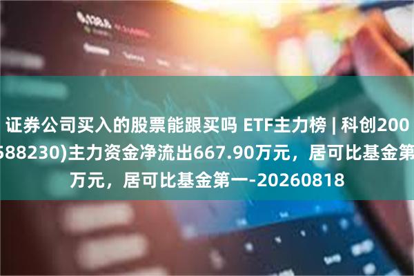 证券公司买入的股票能跟买吗 ETF主力榜 | 科创200ETF华泰柏瑞(588230)主力资金净流出667.90万元，居可比基金第一-20260818