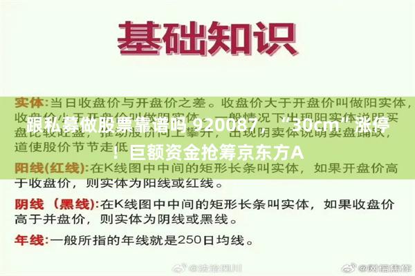 跟私募做股票靠谱吗 920087，“30cm”涨停！巨额资金抢筹京东方A