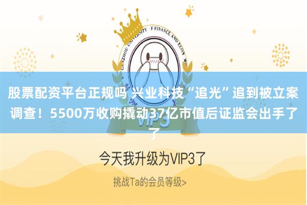 股票配资平台正规吗 兴业科技“追光”追到被立案调查！5500万收购撬动37亿市值后证监会出手了