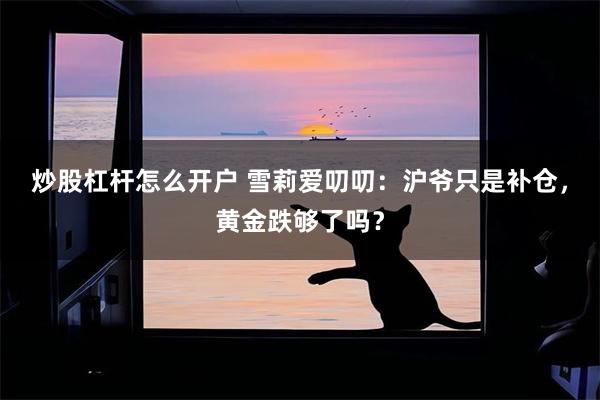 炒股杠杆怎么开户 雪莉爱叨叨：沪爷只是补仓，黄金跌够了吗？