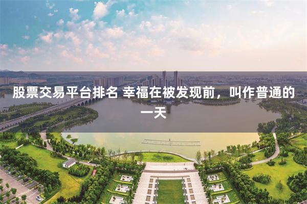 股票交易平台排名 幸福在被发现前，叫作普通的一天